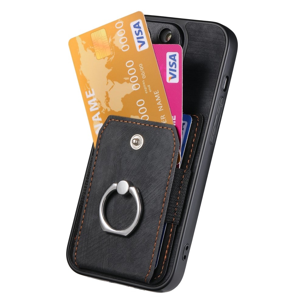 iPhone 14 Lompakonkuori tartuntarenkaalla musta