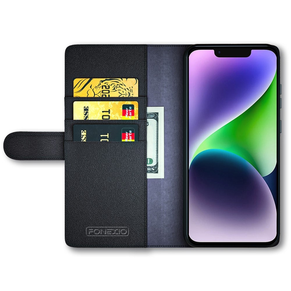 Aito Nahkakotelo iPhone 15 Musta