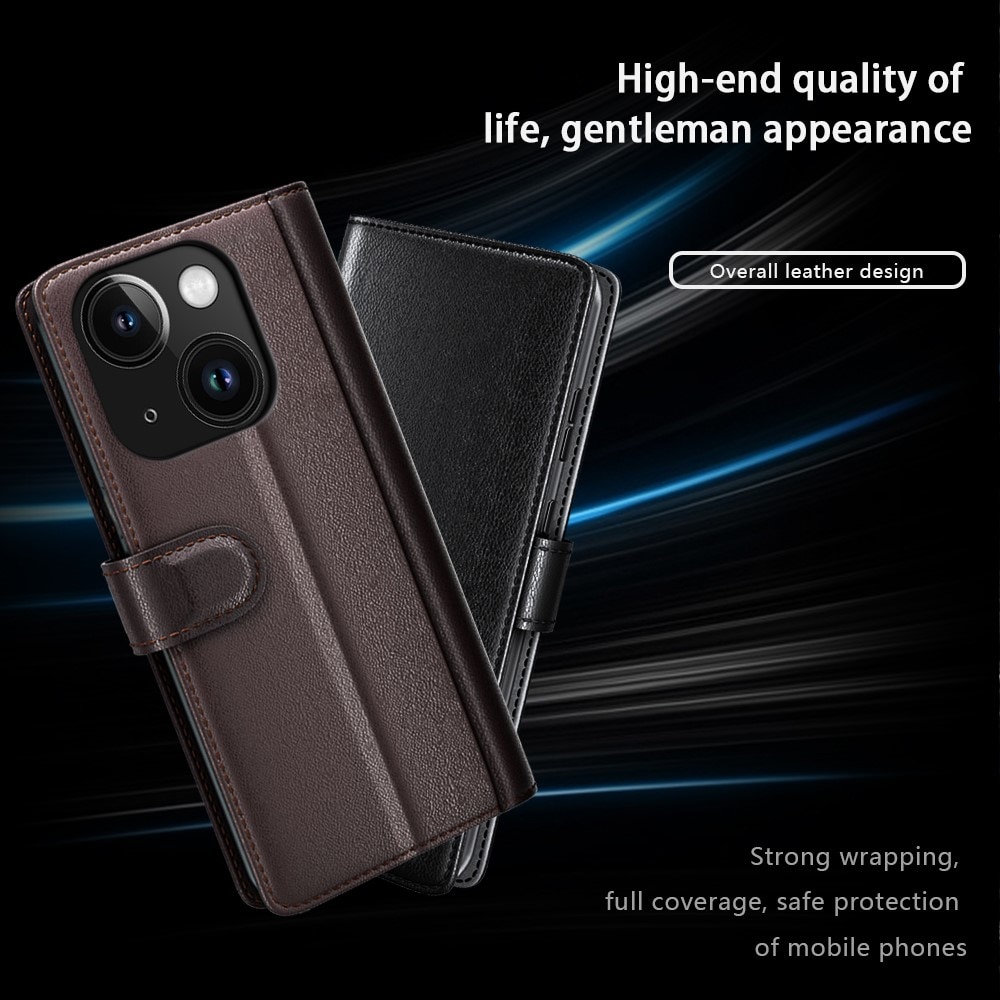 Aito Nahkakotelo iPhone 15 Musta