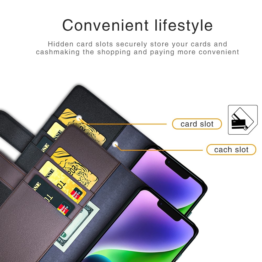 Aito Nahkakotelo iPhone 15 Musta
