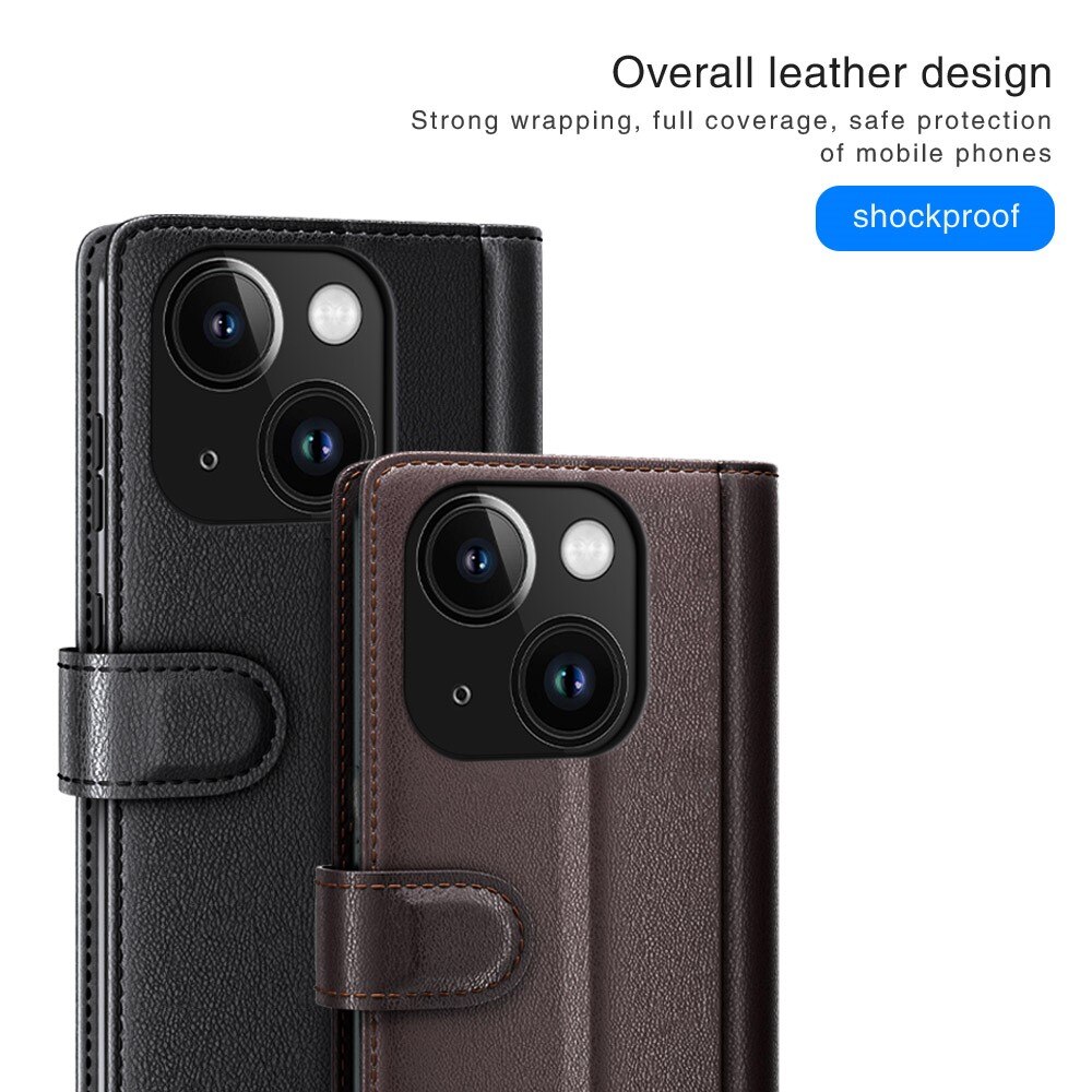 Aito Nahkakotelo iPhone 15 Musta