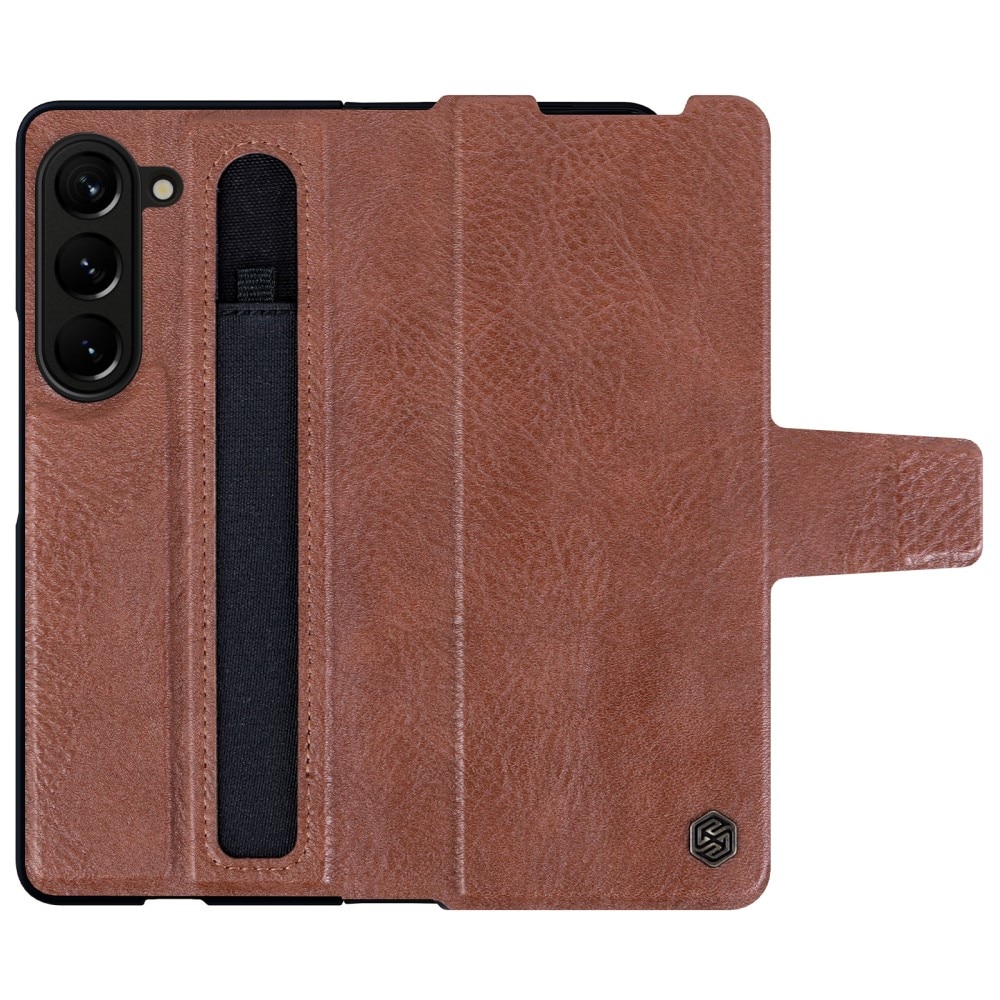 Leather Case with Pen Slot Samsung Galaxy Z Fold 5 ruskea