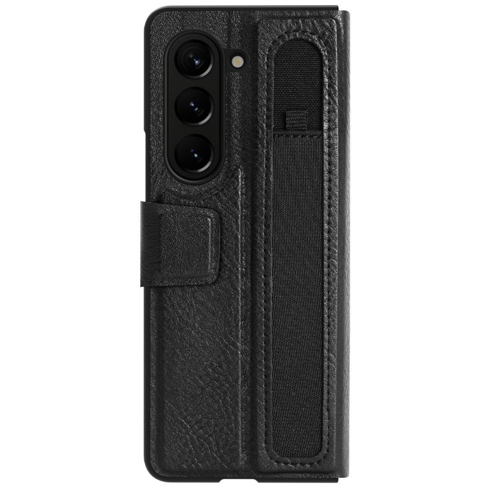 Leather Case with Pen Slot Samsung Galaxy Z Fold 5 musta