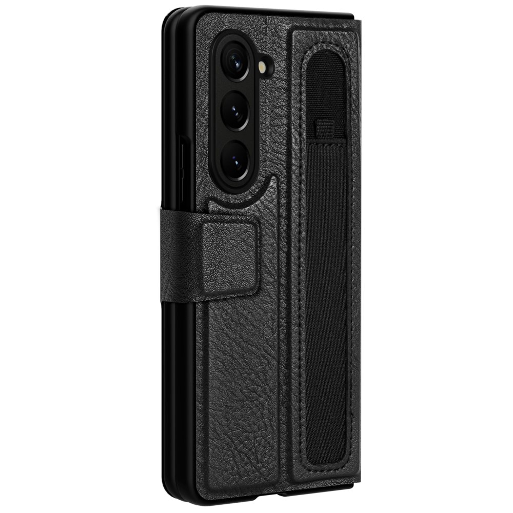 Leather Case with Pen Slot Samsung Galaxy Z Fold 5 musta