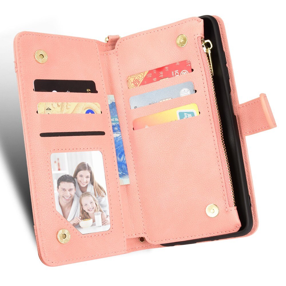 Suojakotelo Zipper Multi-slot Sony Xperia 10 V vaaleanpunainen