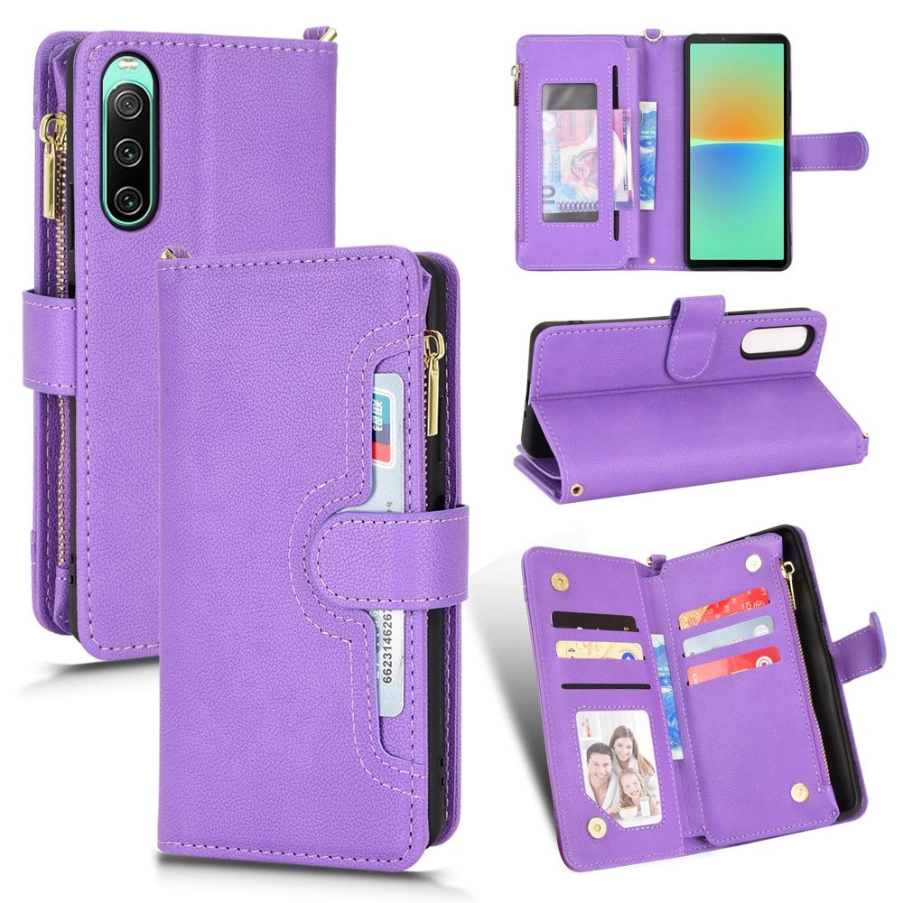 Suojakotelo Zipper Multi-slot Sony Xperia 10 V liila