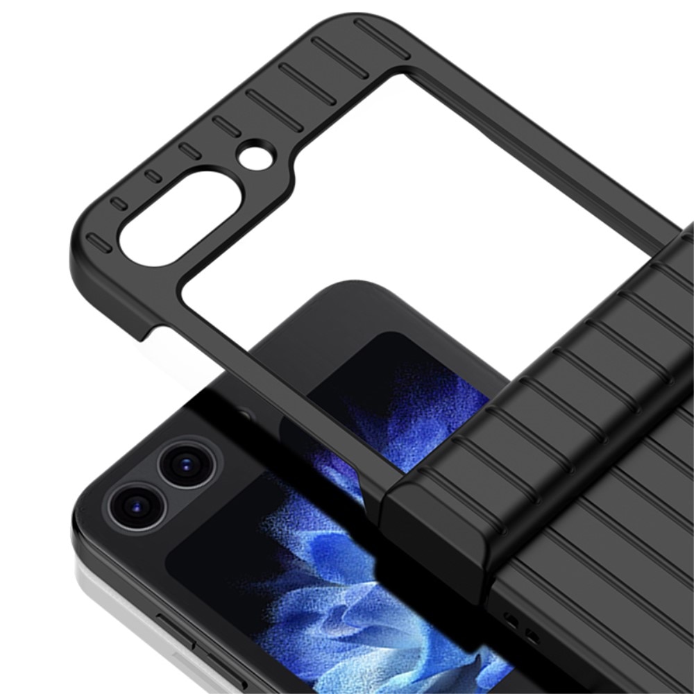 Raidallinen kovakuori Rubberized Hinge Protection Samsung Galaxy Z Flip 5 musta