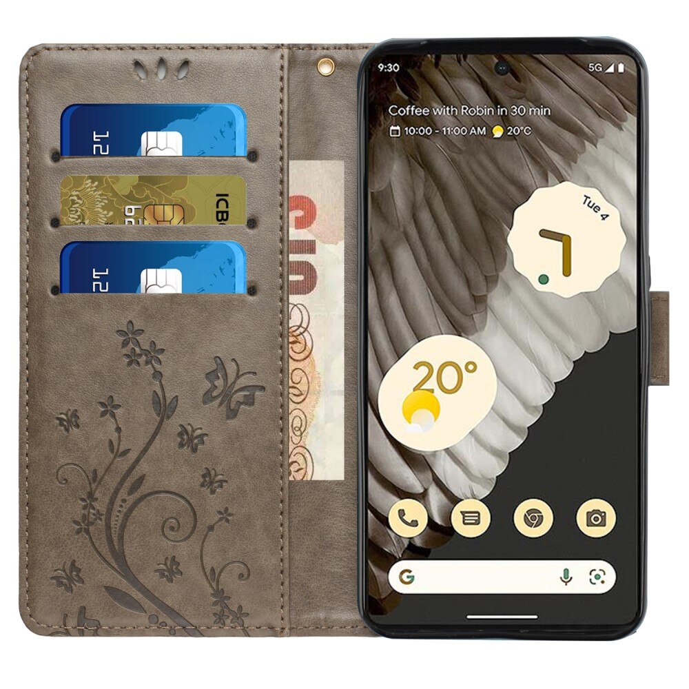 Nahkakotelo Perhonen Google Pixel 8 Pro Harmaa