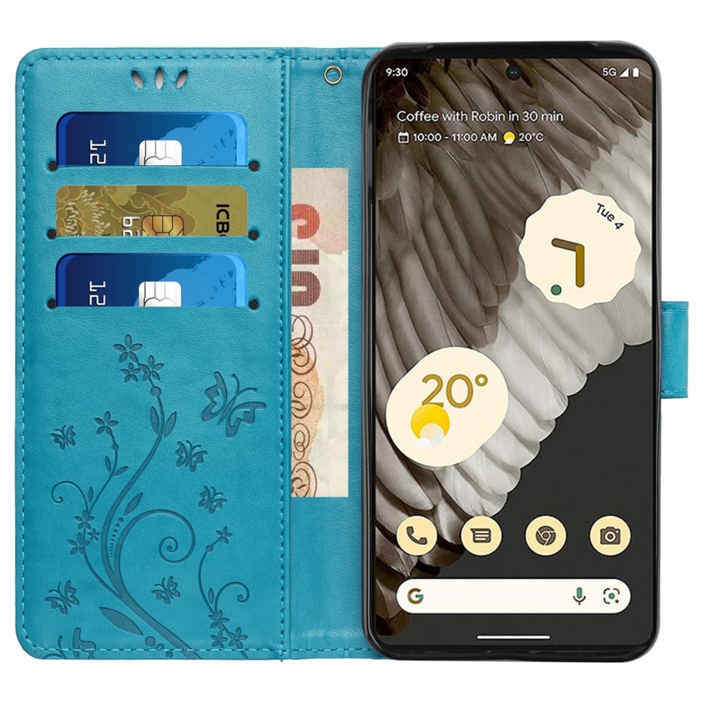 Nahkakotelo Perhonen Google Pixel 8 Pro Sininen