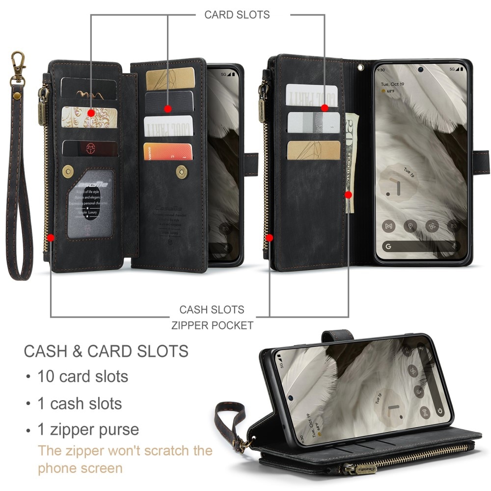 Zipper Wallet Google Pixel 8 Musta