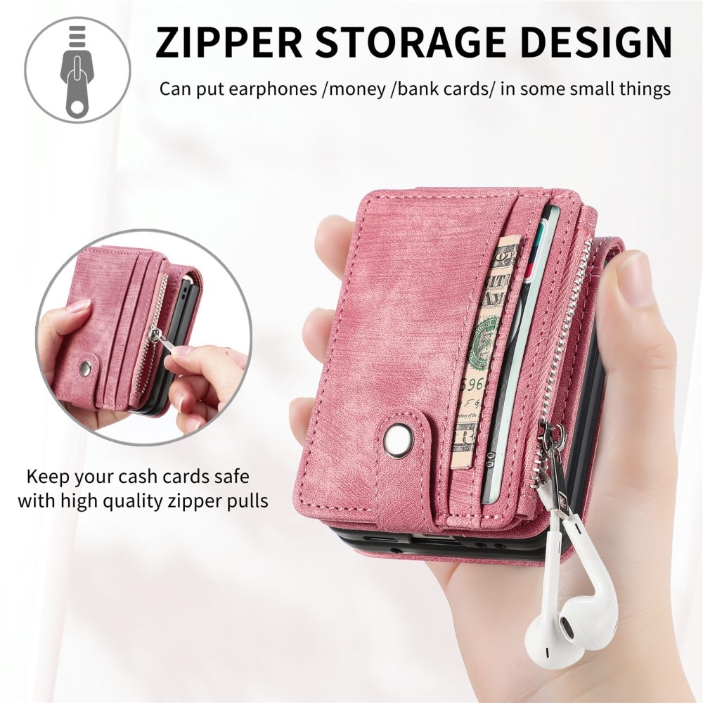 Suojakotelo Zipper Multi-slot Samsung Galaxy Z Flip 5 vaaleanpunainen