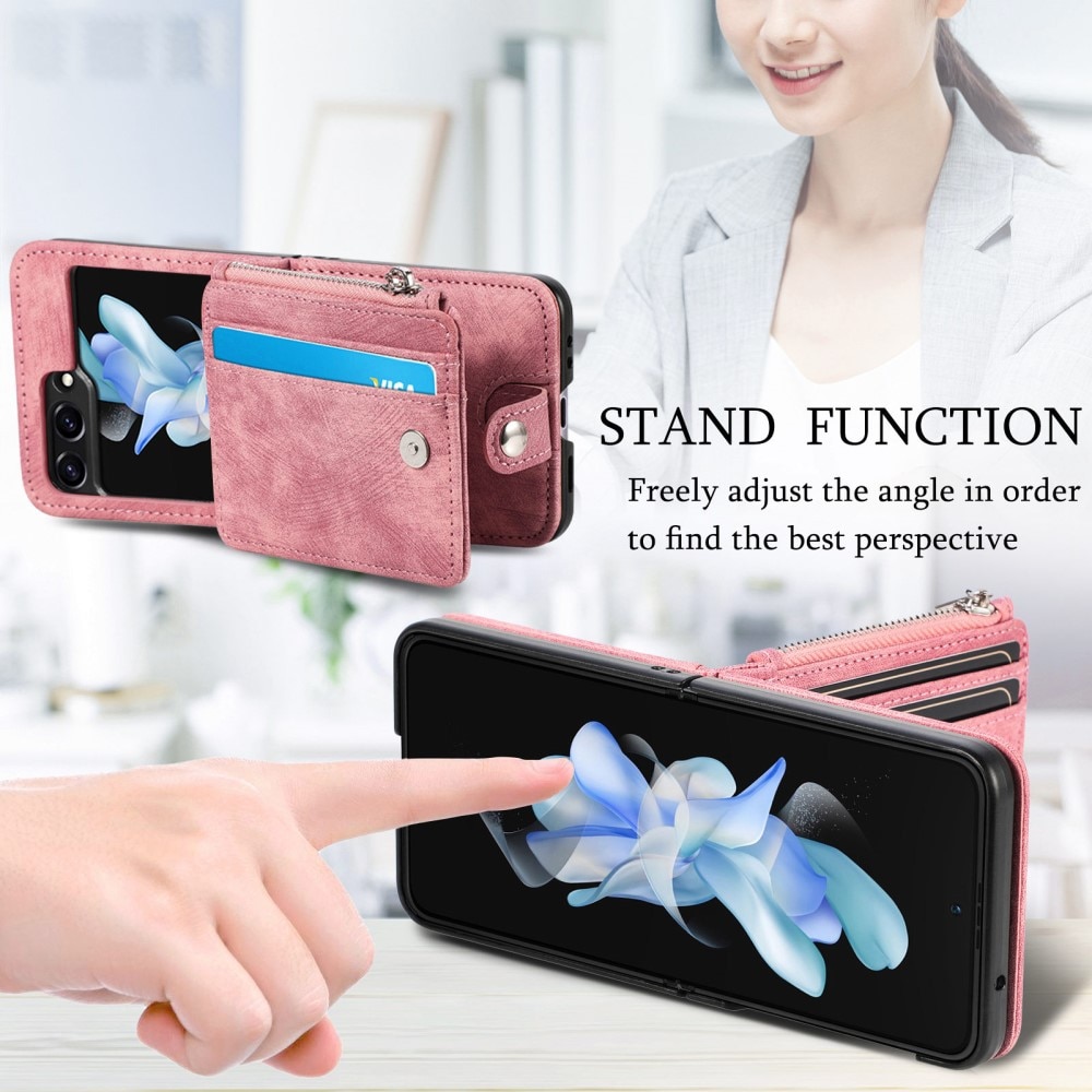 Suojakotelo Zipper Multi-slot Samsung Galaxy Z Flip 5 vaaleanpunainen