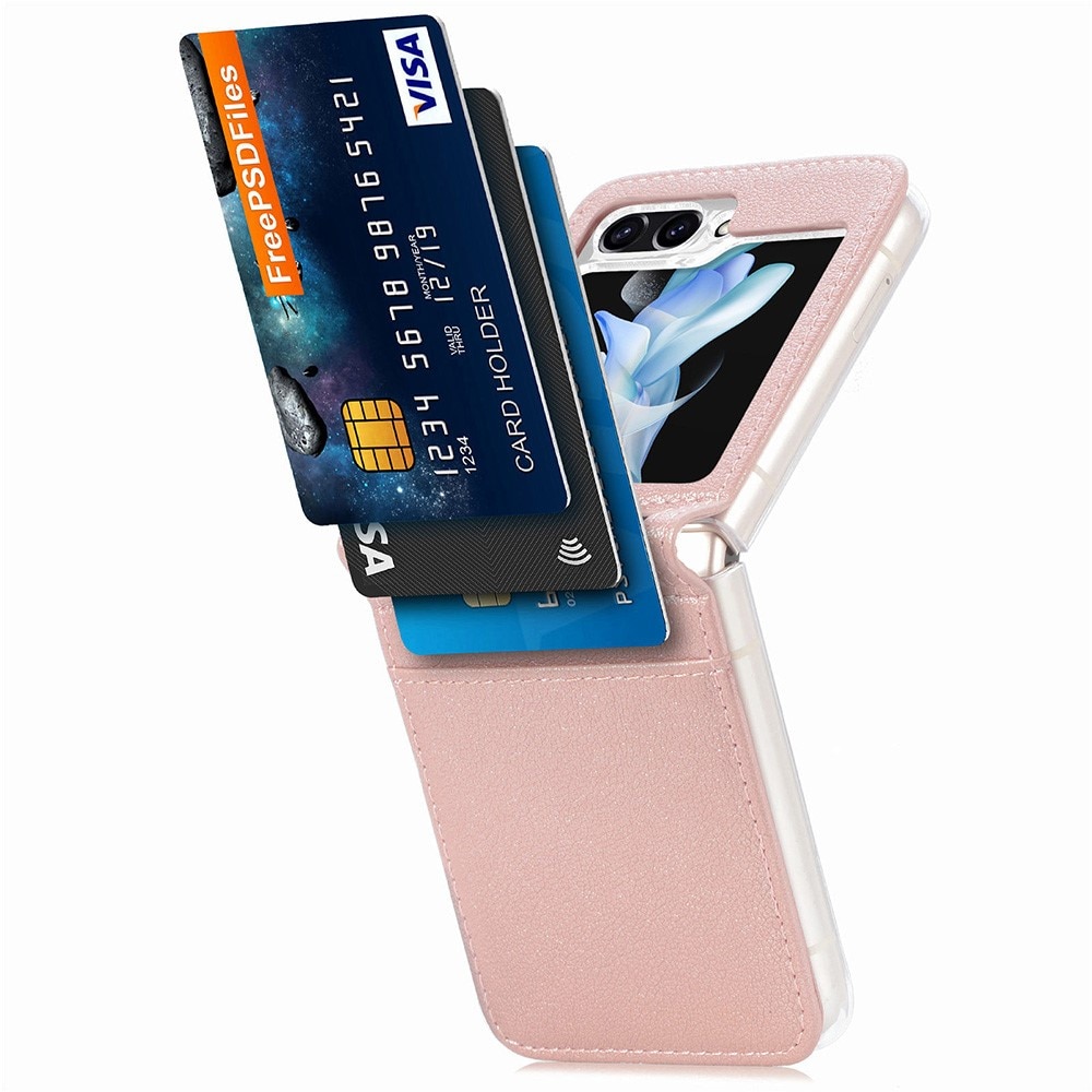 Slim Card Wallet Samsung Galaxy Z Flip 5 vaaleanpunainen