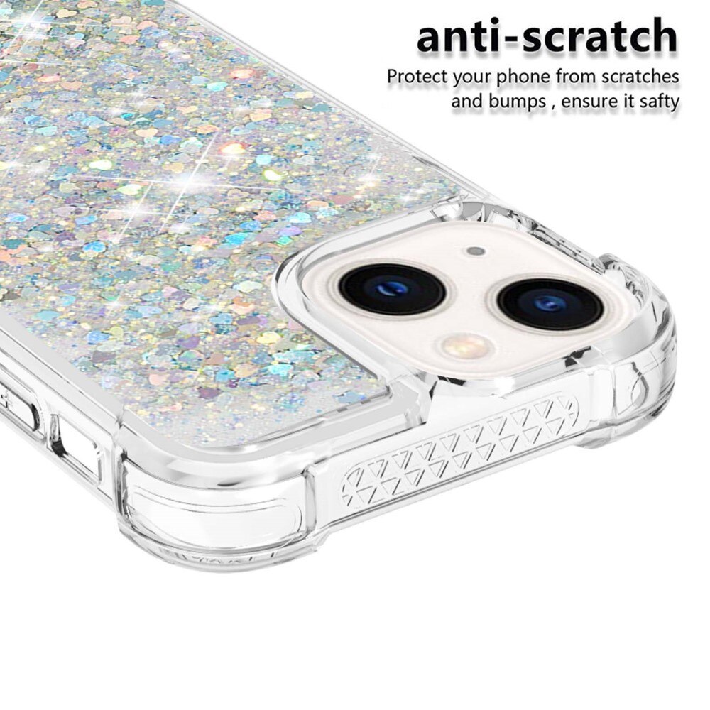 Glitter Powder TPU Kuori iPhone 15 hopea