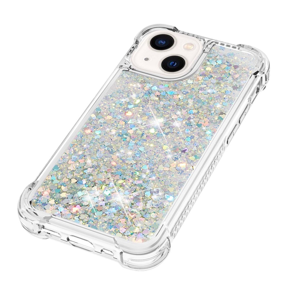 Glitter Powder TPU Kuori iPhone 15 hopea