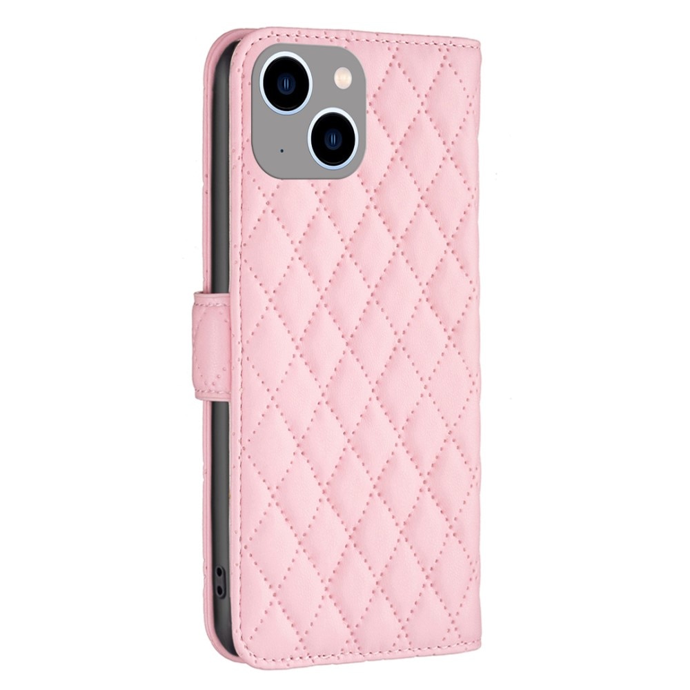 Lompakkokotelot iPhone 15 Quilted vaaleanpunainen