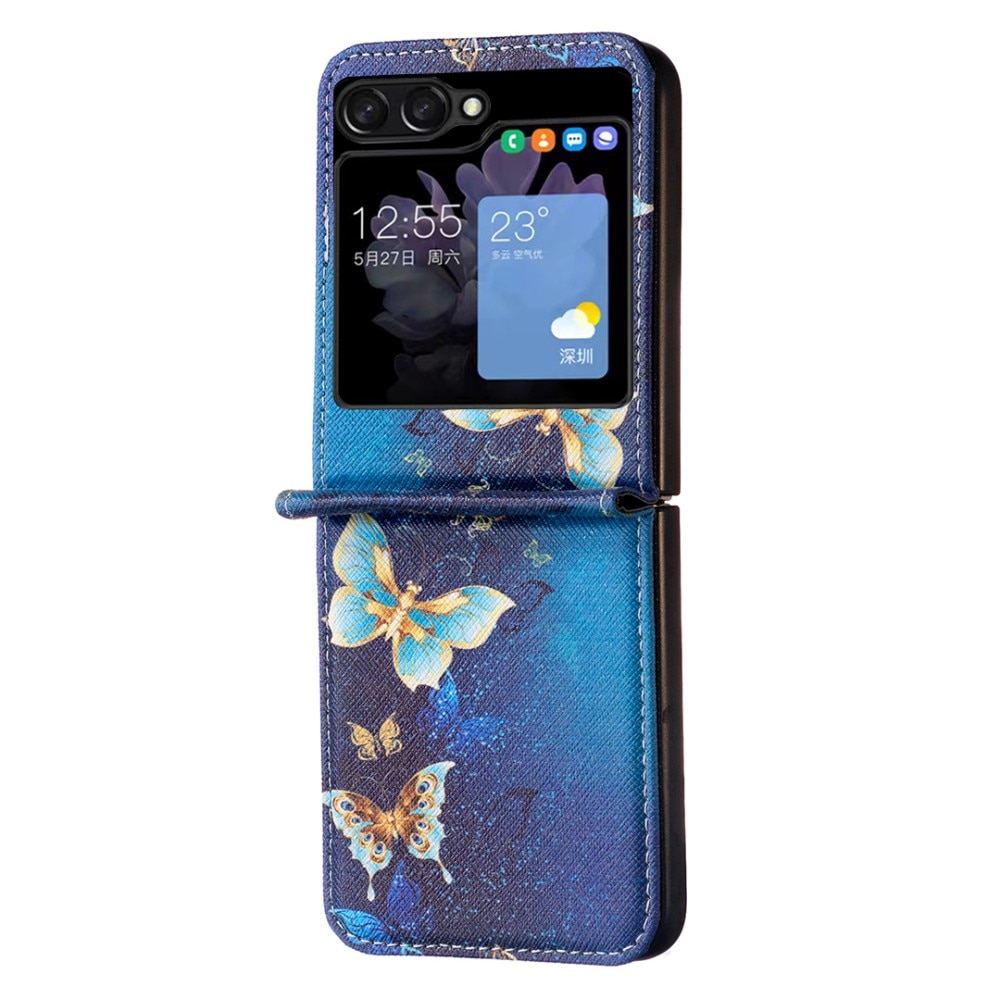 Samsung Galaxy Z Flip 5 Nahkakotelo Blue Butterflies