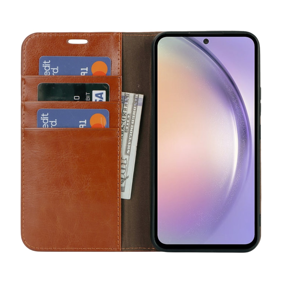 Suojakotelo Aito Nahka Samsung Galaxy A54 Ruskea