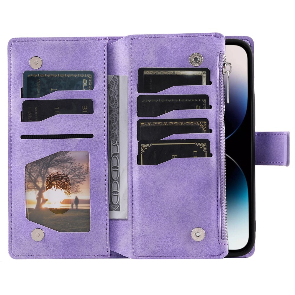 Lompakkolaukku iPhone 15 Pro Mandala liila