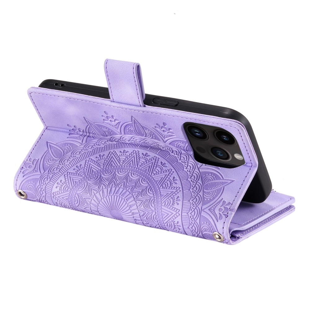 Lompakkolaukku iPhone 15 Pro Mandala liila