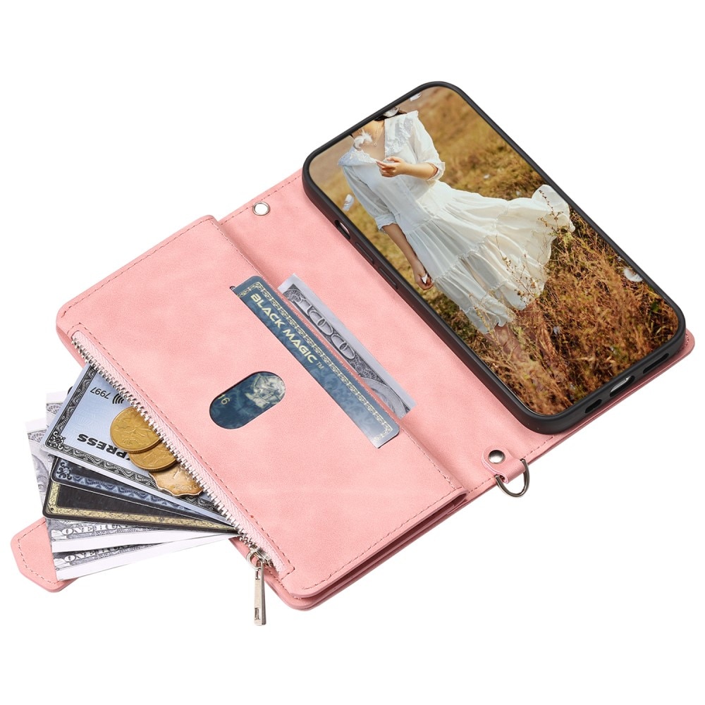 Lompakkolaukku iPhone 15 Quilted vaaleanpunainen