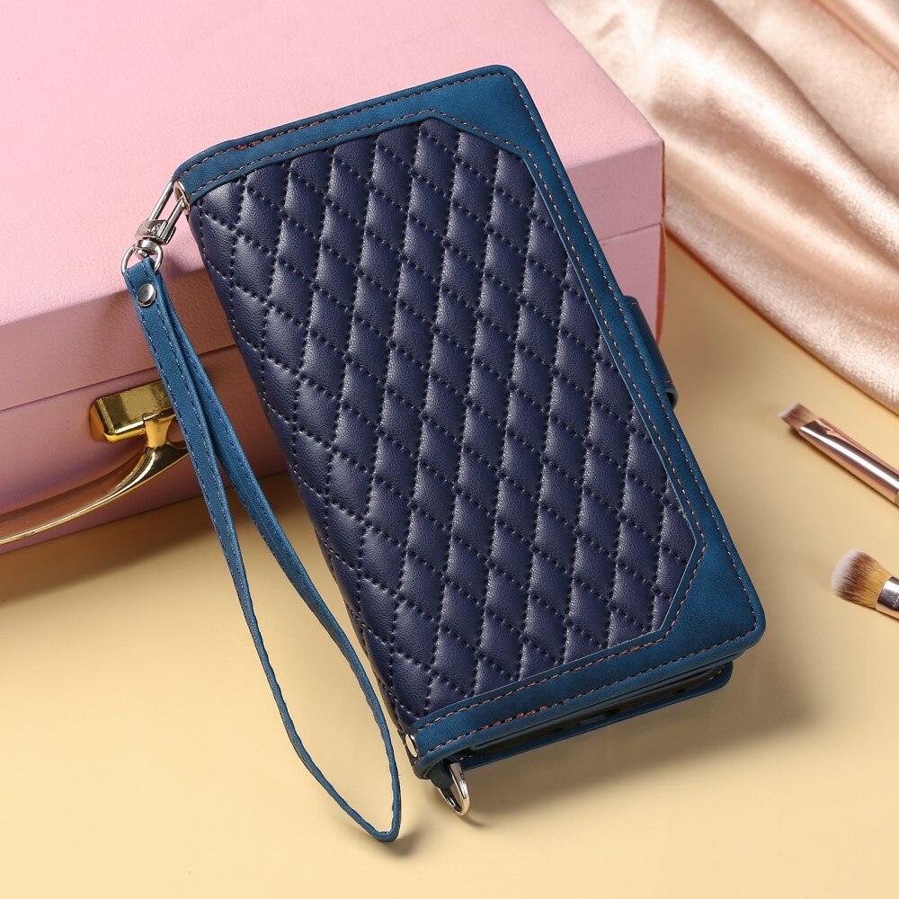 Lompakkolaukku iPhone 15 Plus Quilted Sininen