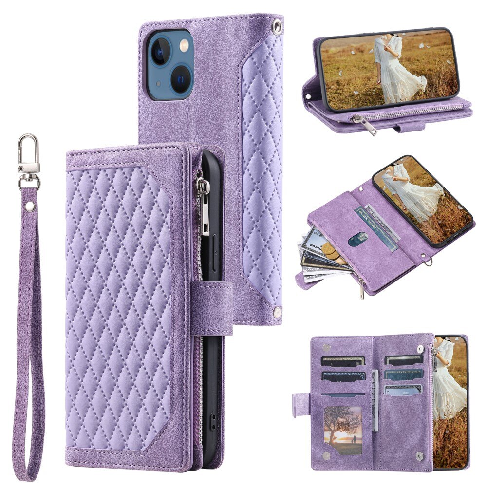 Lompakkolaukku iPhone 15 Plus Quilted liila