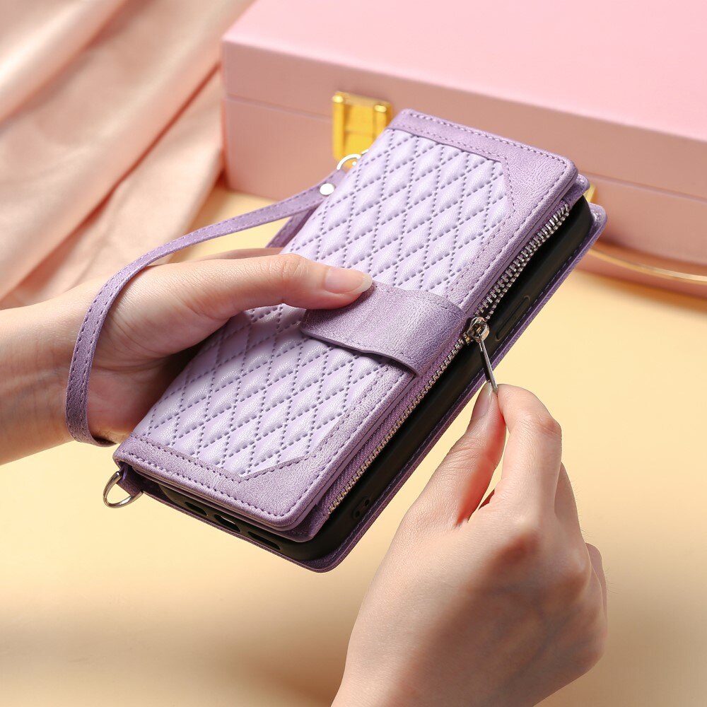 Lompakkolaukku iPhone 15 Plus Quilted Liila