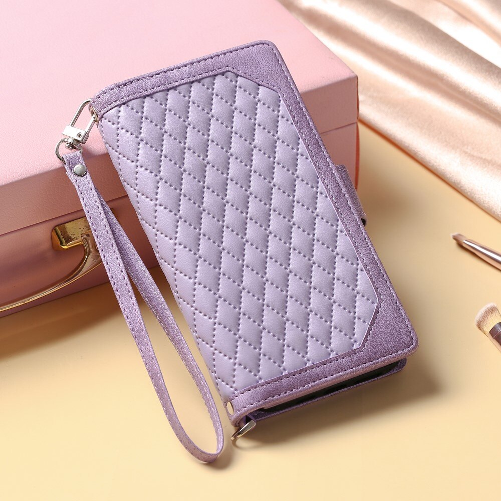 Lompakkolaukku iPhone 15 Plus Quilted Liila