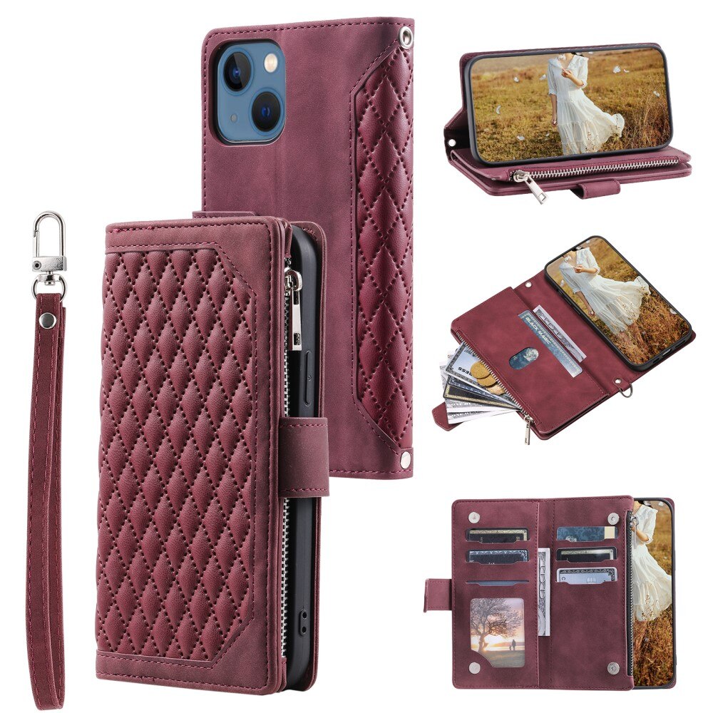 Lompakkolaukku iPhone 15 Plus Quilted punainen