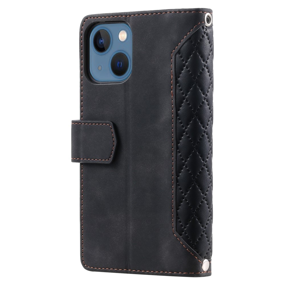 Lompakkolaukku iPhone 15 Plus Quilted musta