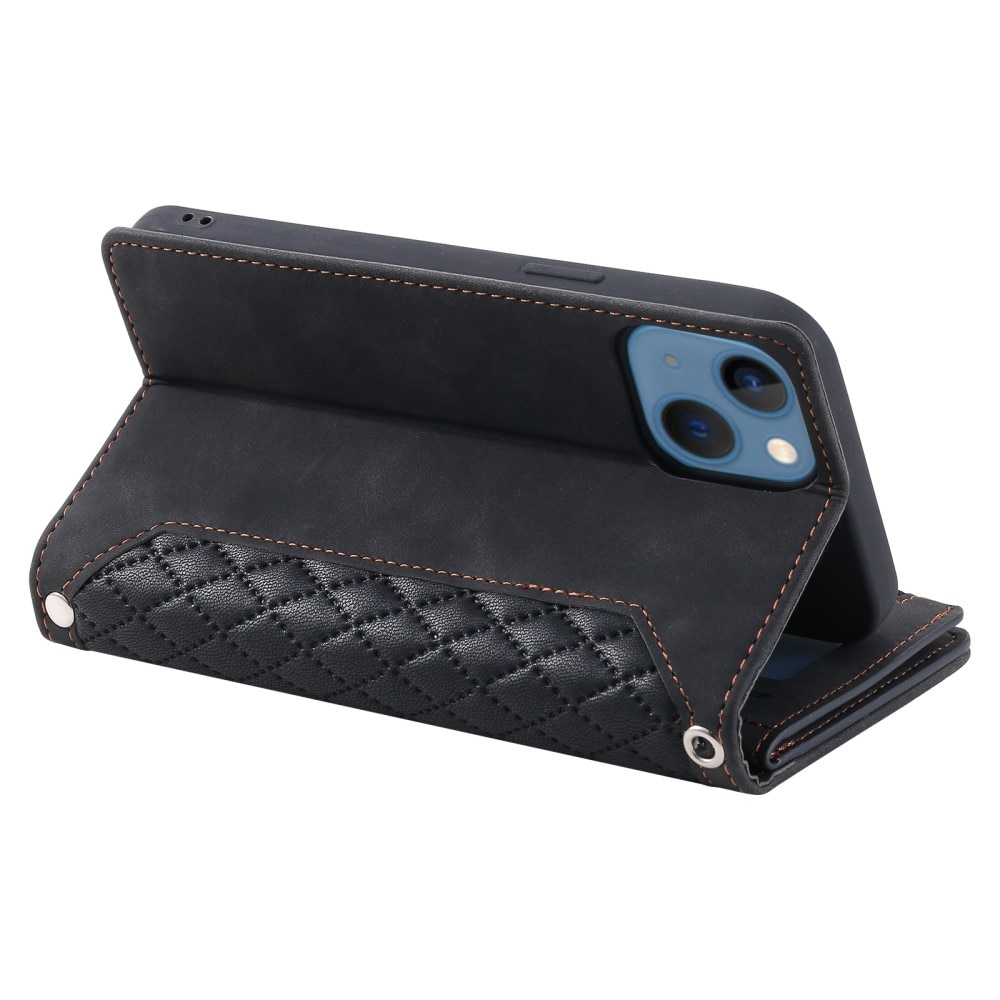 Lompakkolaukku iPhone 15 Plus Quilted musta