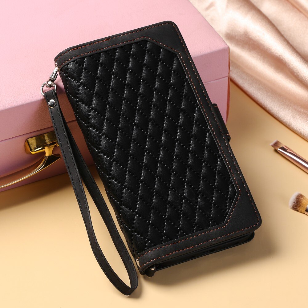 Lompakkolaukku iPhone 15 Plus Quilted Musta