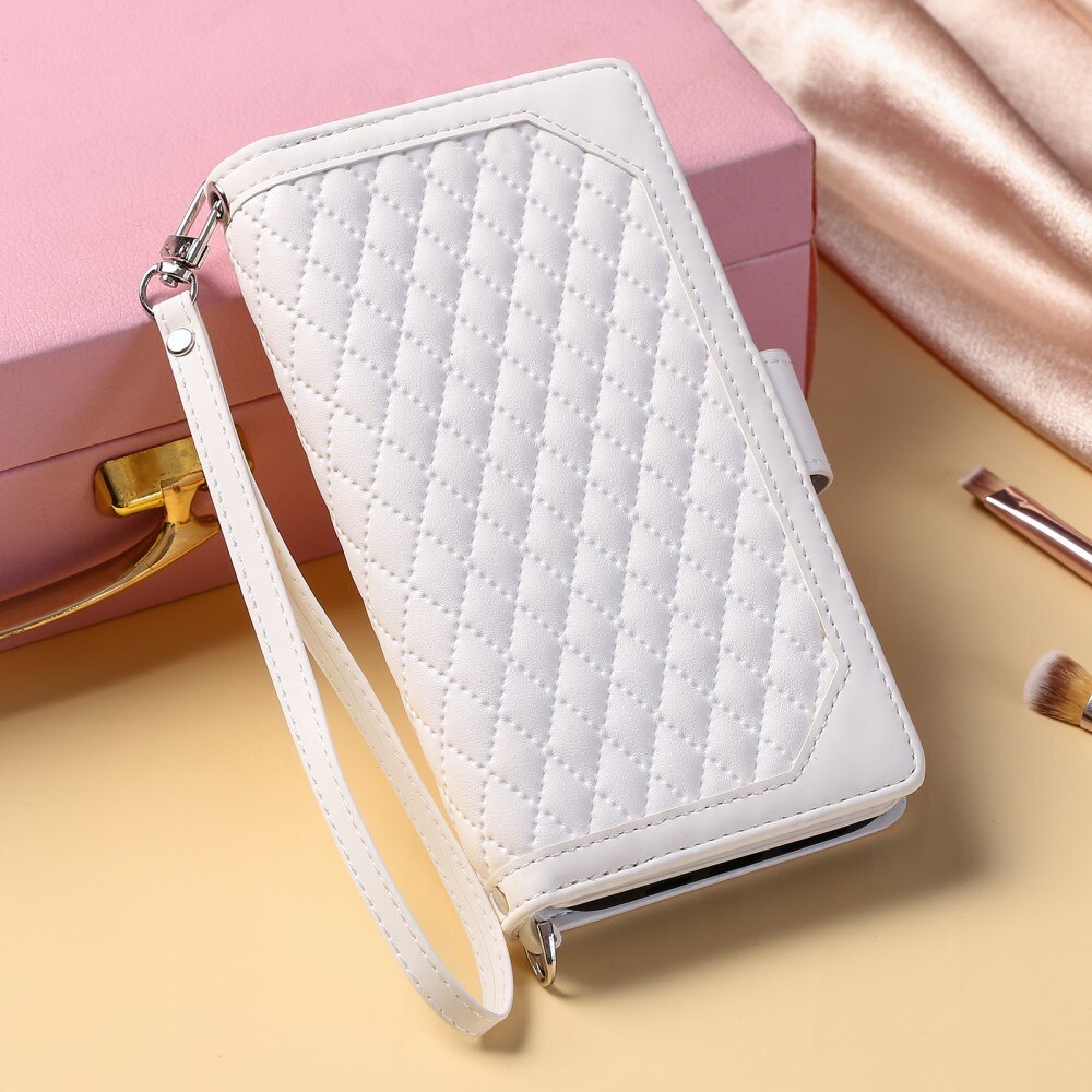 Lompakkolaukku iPhone 15 Plus Quilted Valkoinen
