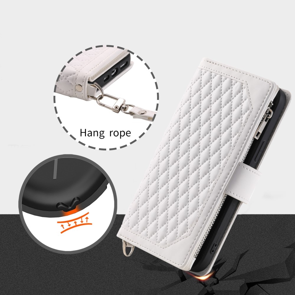 Lompakkolaukku iPhone 15 Pro Quilted valkoinen