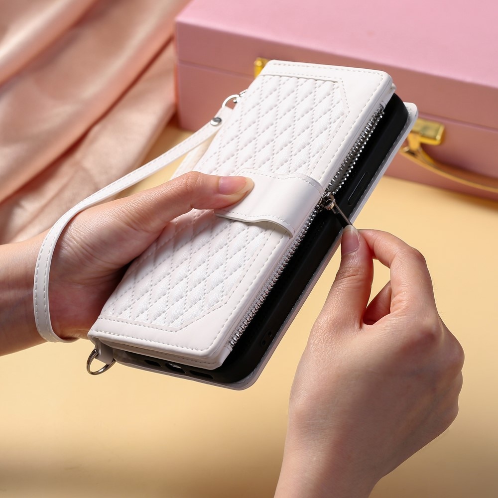 Lompakkolaukku iPhone 15 Pro Quilted valkoinen