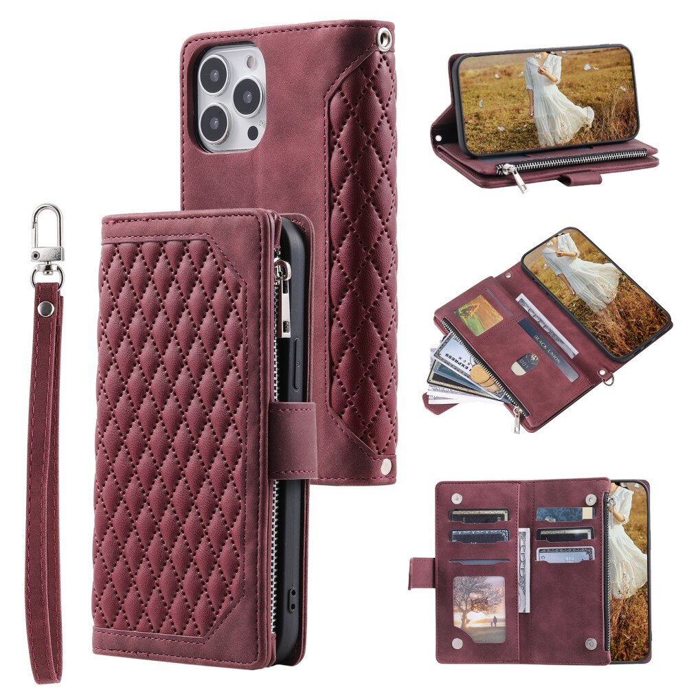 Lompakkolaukku iPhone 15 Pro Max Quilted punainen