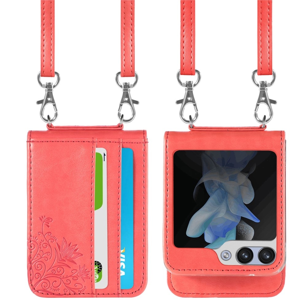 Nahkakotelo Perhonen Samsung Galaxy Z Flip 5 punainen