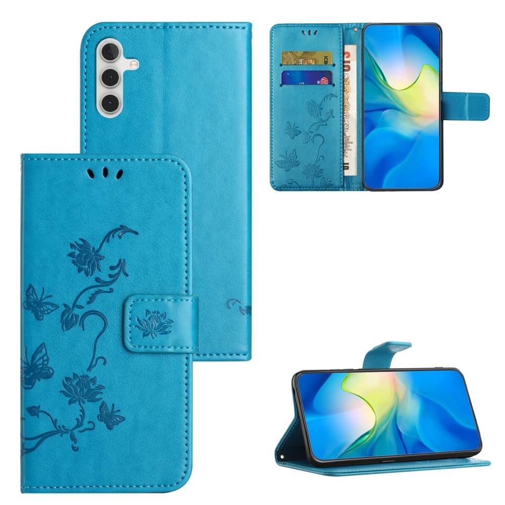 Nahkakotelo Perhonen Samsung Galaxy S23 FE sininen
