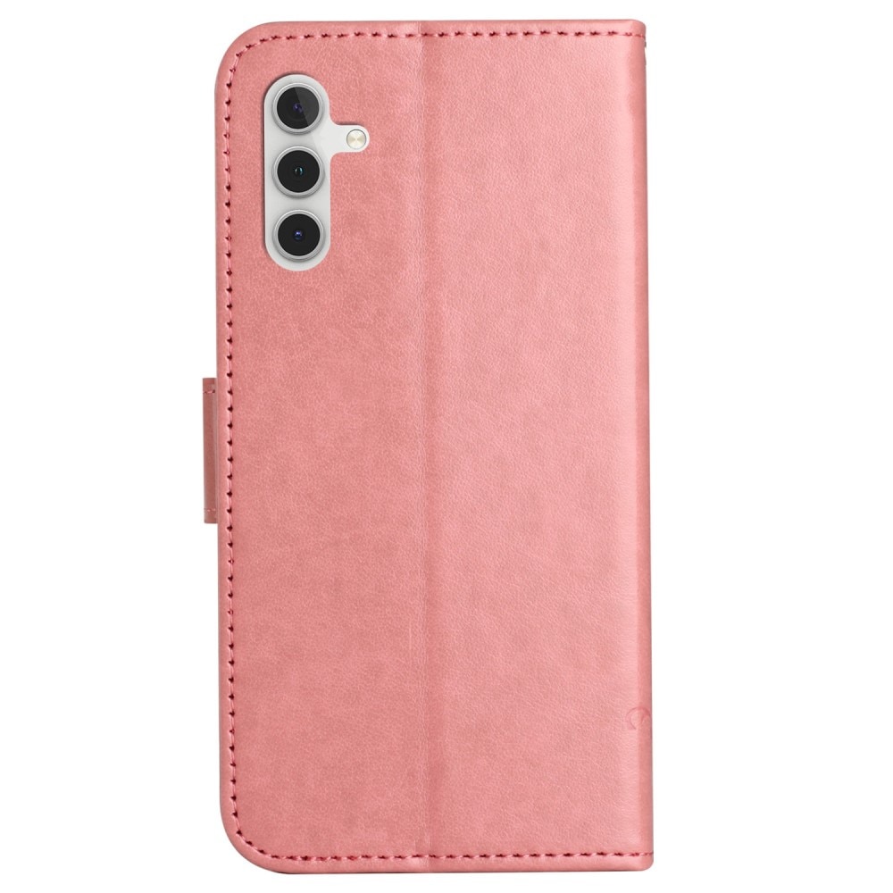 Nahkakotelo Perhonen Samsung Galaxy S23 FE vaaleanpunainen