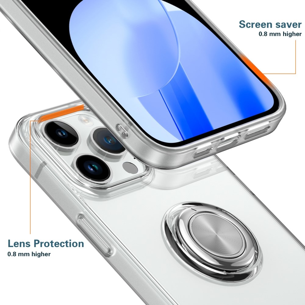 TPU Case Finger Ring Kickstand iPhone 15 Pro transparent