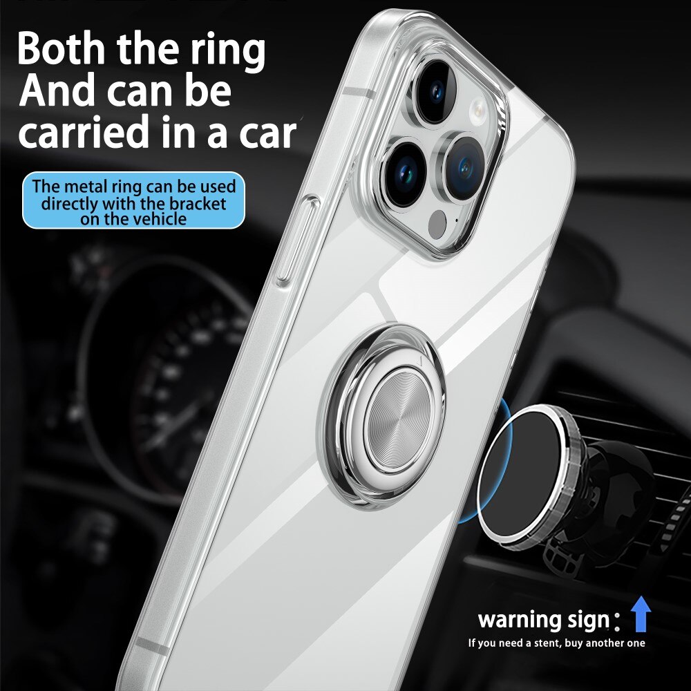 TPU Case Finger Ring Kickstand iPhone 15 Plus transparent