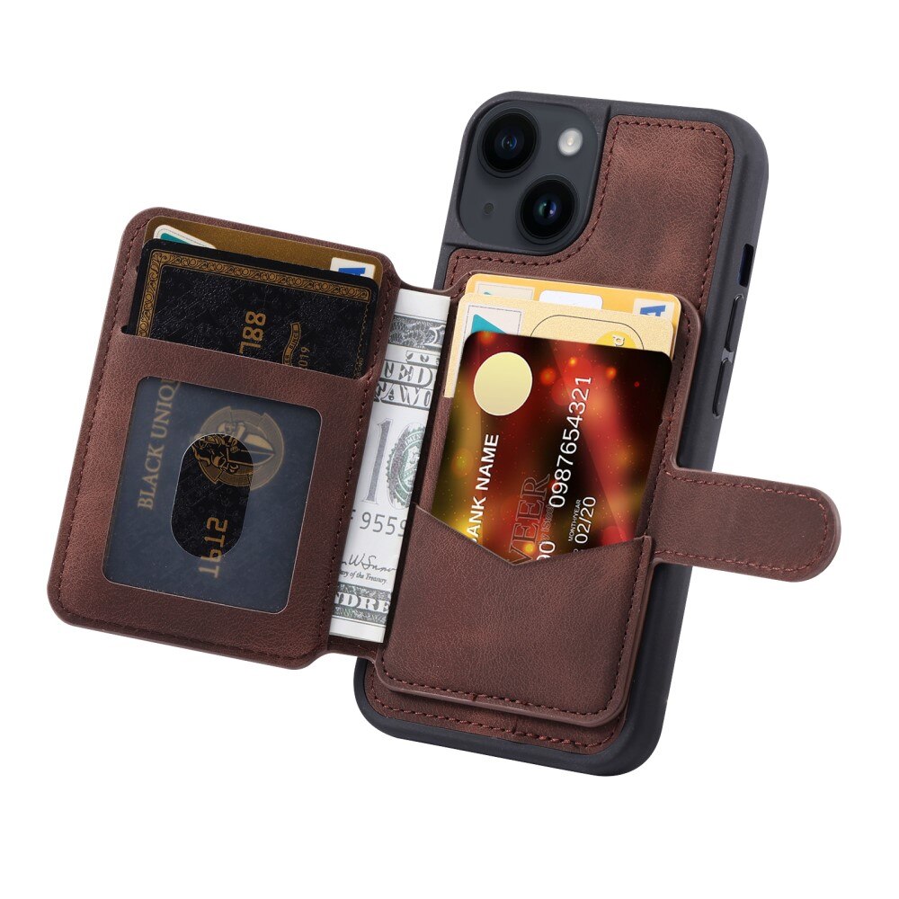 RFID blocking Multi-slot Kuori iPhone 15 ruskea