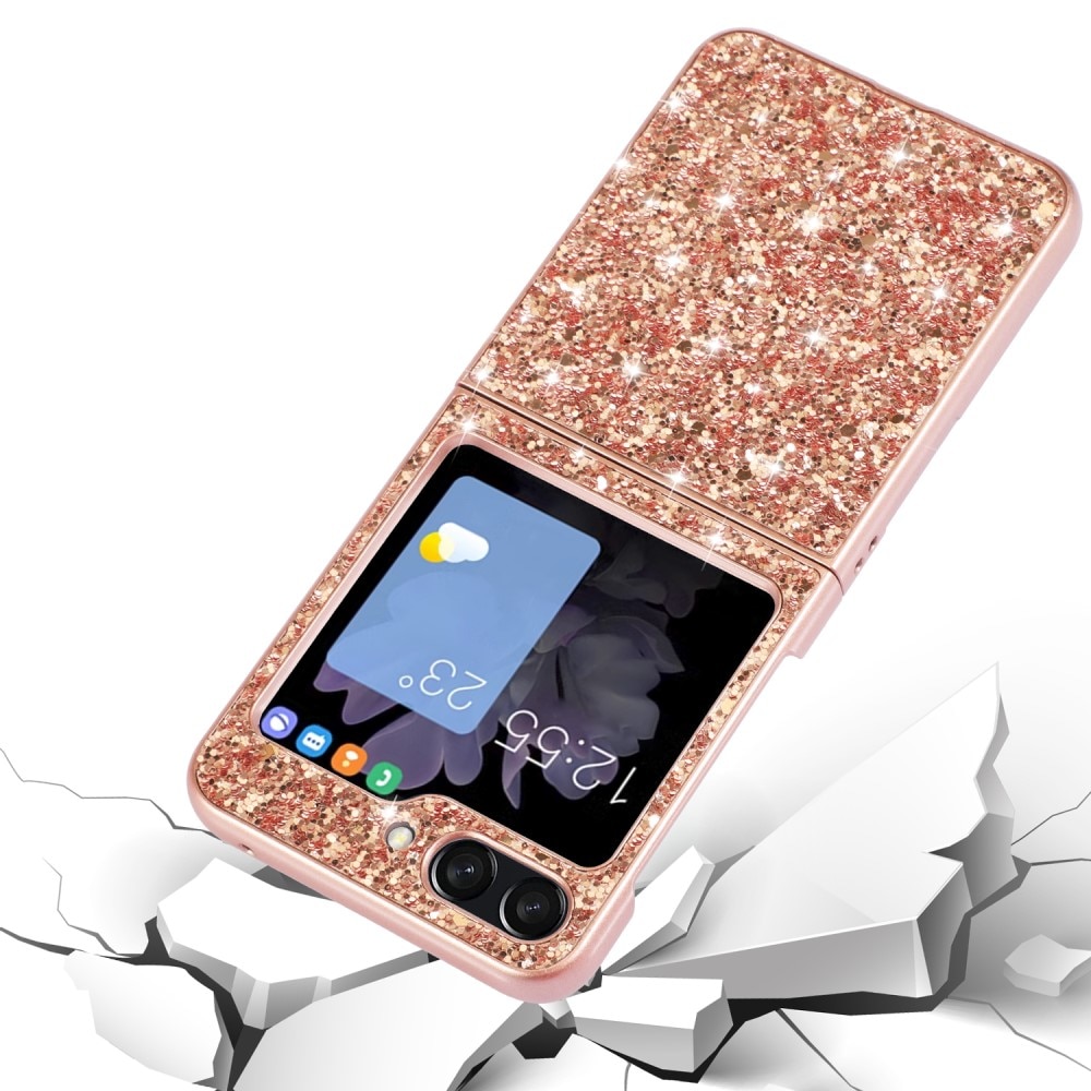 Samsung Galaxy Z Flip 5 Glitterikuori ruusukulta