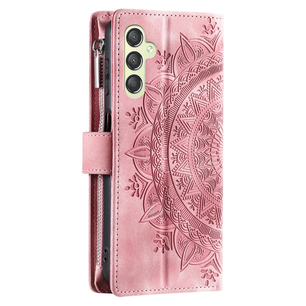 Lompakkolaukku Samsung Galaxy S23 FE Mandala vaaleanpunainen