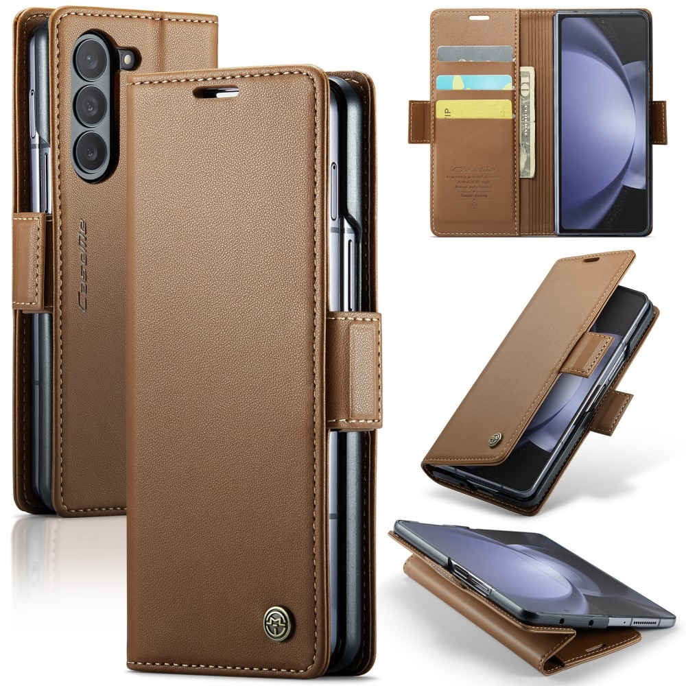 RFID-blocking Slim Lompakkokotelo Samsung Galaxy Z Fold 5 ruskea