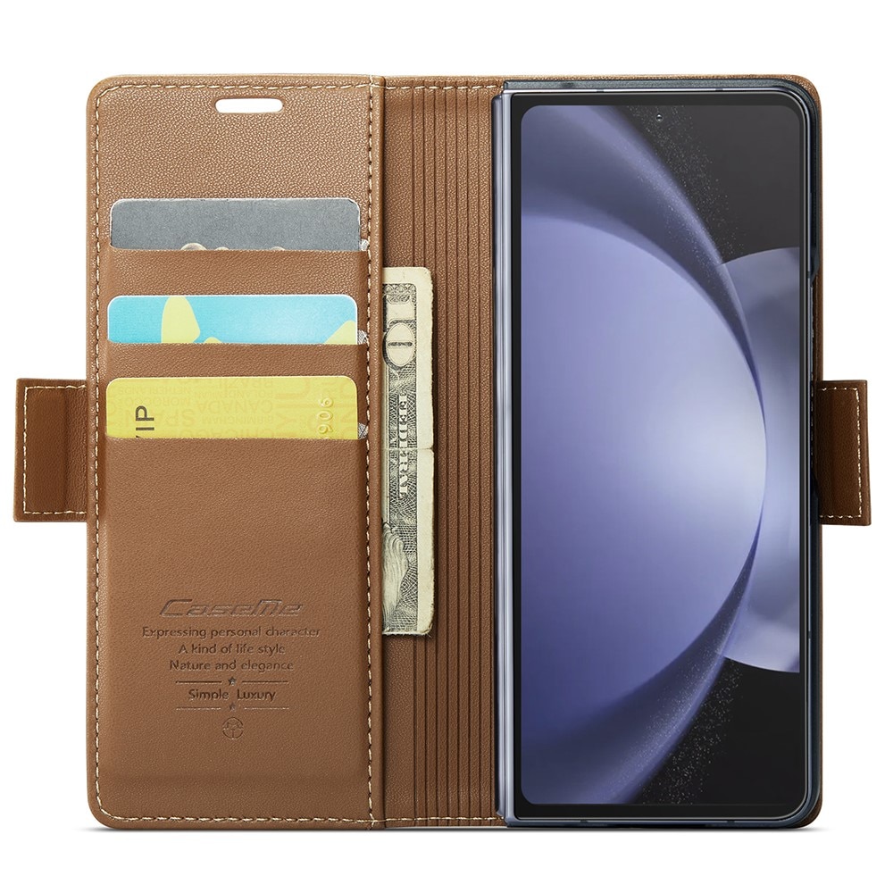 RFID-blocking Slim Lompakkokotelo Samsung Galaxy Z Fold 5 ruskea