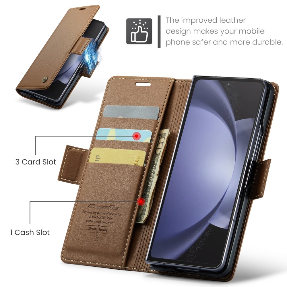 RFID-blocking Slim Lompakkokotelo Samsung Galaxy Z Fold 5 ruskea