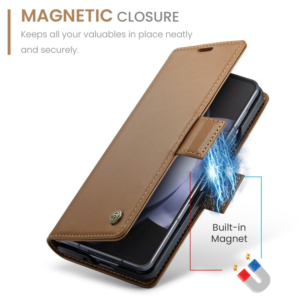 RFID-blocking Slim Lompakkokotelo Samsung Galaxy Z Fold 5 ruskea