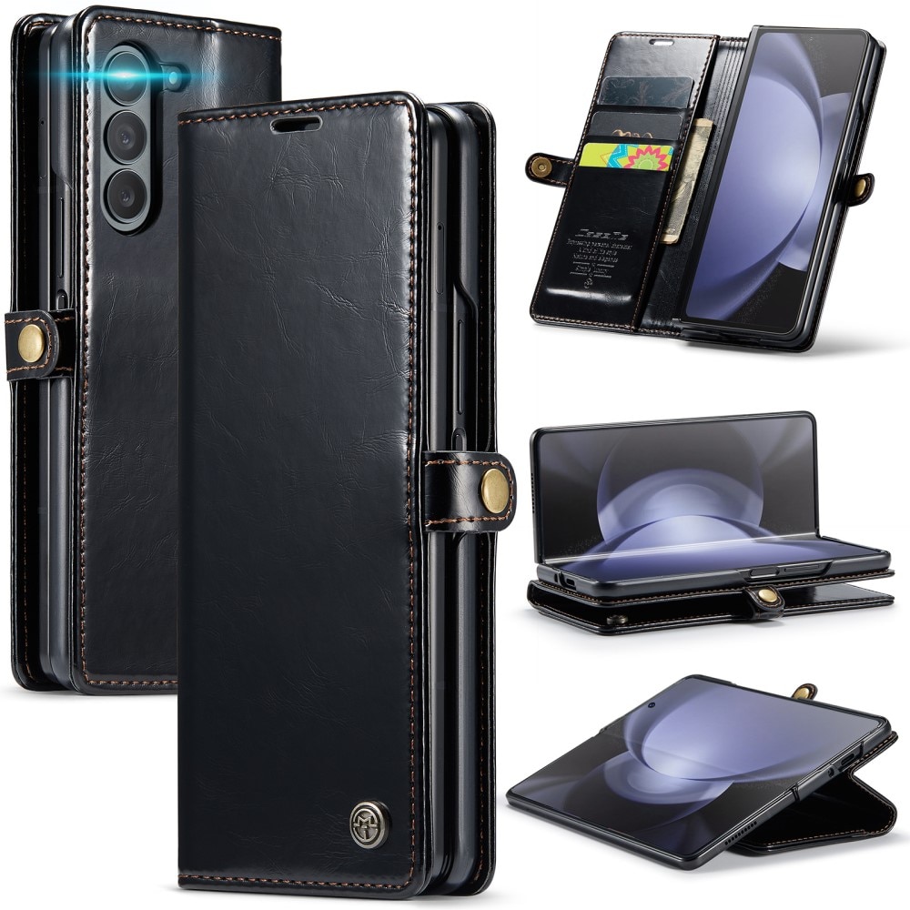 Leather Wallet Samsung Galaxy Z Fold 5 musta